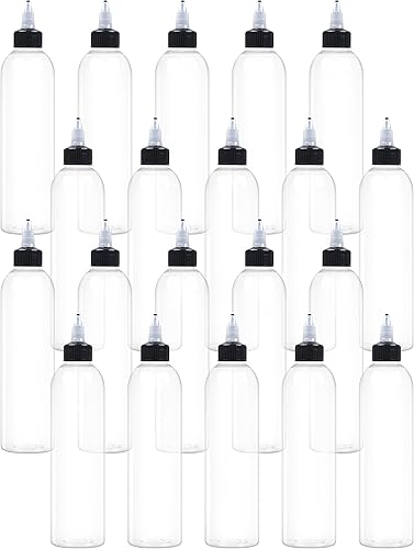 20 botellas de plástico de 8 onzas con tapa superior giratoria, botellas dispensadoras transparentes de 8.5 fl oz, botella vacía para líquidos,