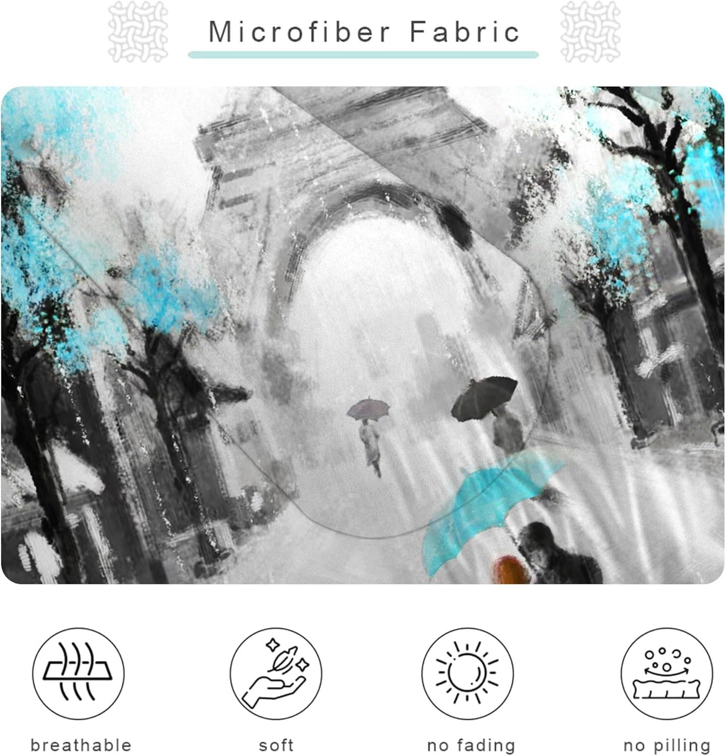 Paris Comforter Set Queen: Teal Paris Bedroom Decor Grey Eiffel Tower Bedding Sets French Style Romantic Quilt Bed Set for Couple Lover Women Men Adults 1 Comforter & 2 Pillowcases