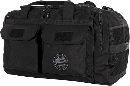 Serious Steel Fitness Bolsa de gimnasio de nailon 1000D resistente (Mid BUD - Negro)