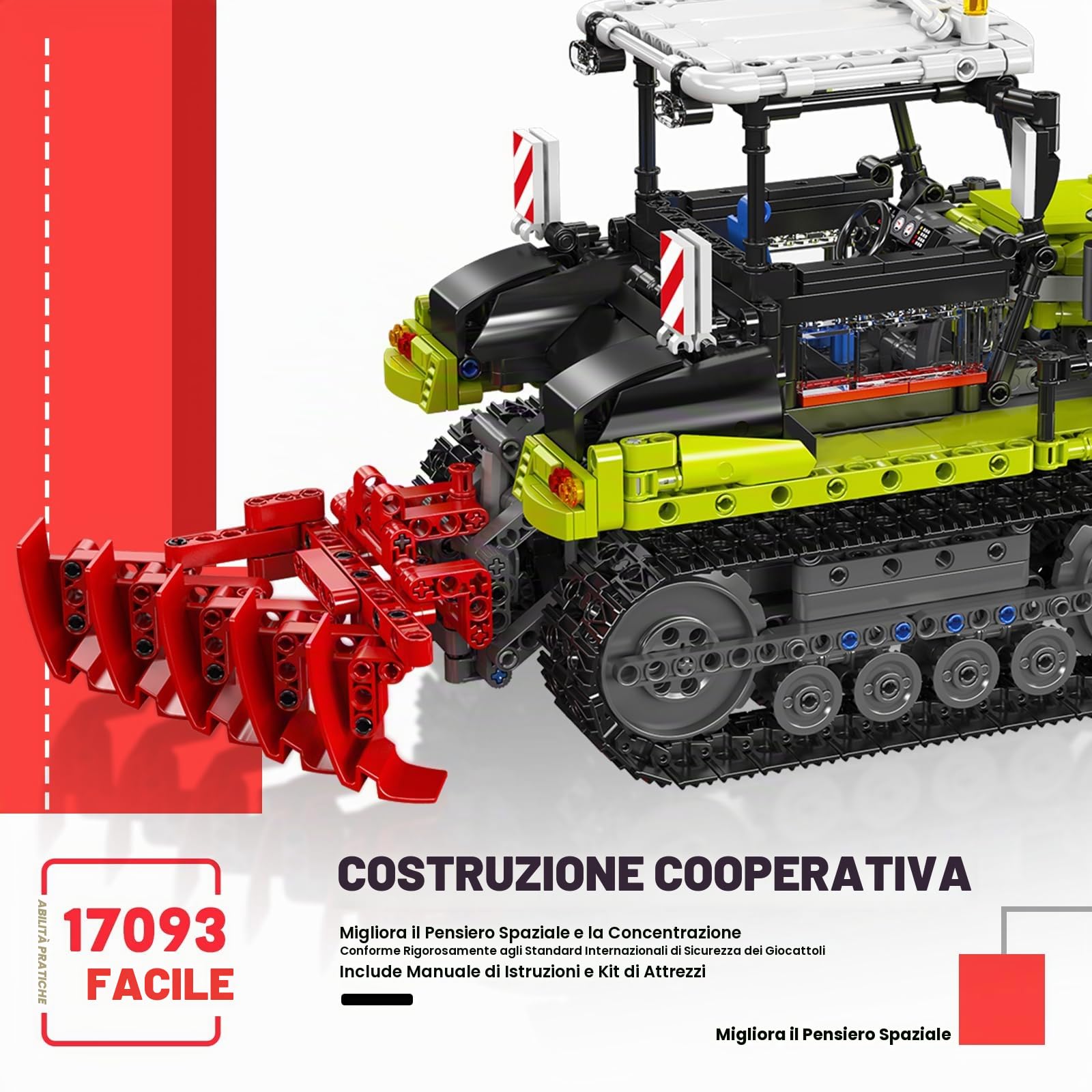 Mould King Technic Trattore cingolato set di costruzione, 1357 pezzi telecomandato con motore e controllo tramite app, 17093 modello veicolo RC giocattolo da costruzione per età superiore ai 14 anni