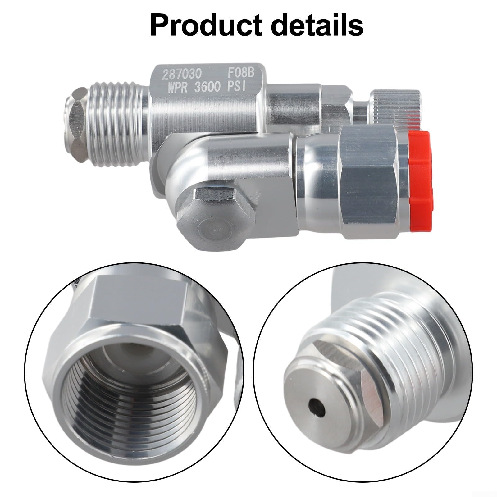1 vanne de pulvérisation sans air 287030 avec tige d'extension de 25 cm, embout pivotant verrouillable anti-crachement pour pulvérisateurs de peinture haute pression, métal, 700-3600 psi, pour