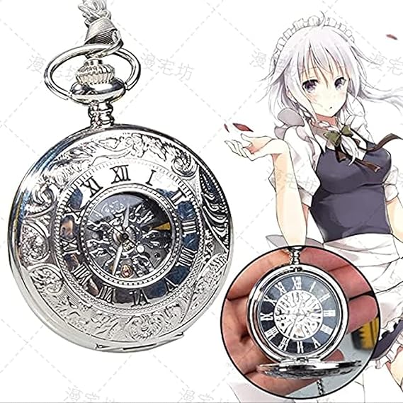 Amazon 懐中時計メンズ ウィメンズ東方projectポケットウォッチ機械式ローマ数字ダイヤル霊夢白嶺十六夜咲夜アンティークスタイルネックレス 時計東方projectグッズメカニカルマニュアル時計ギフト購入 懐中時計 ファッション 通販