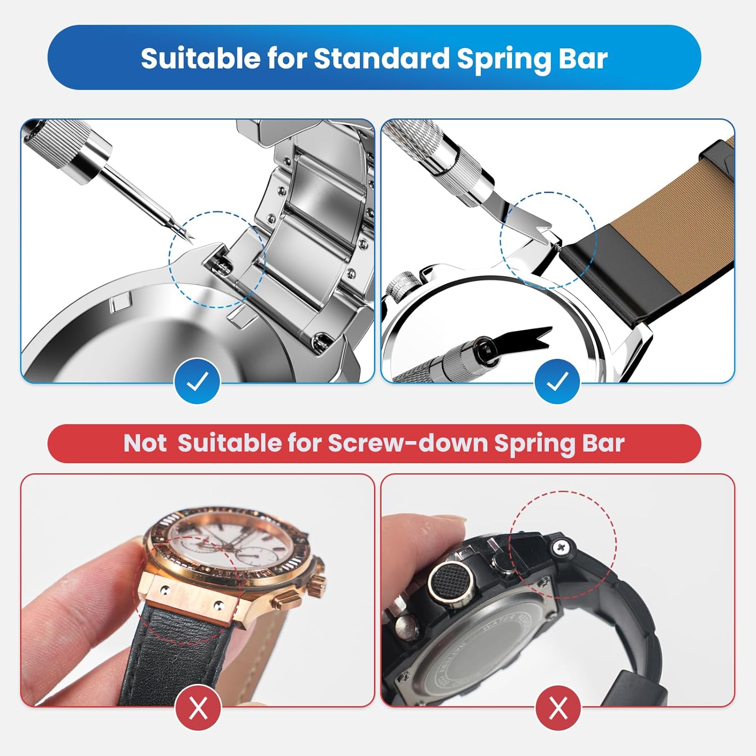 JOREST Watch Spring Bar Tool, Watch Repair Kit to Replace the Watch Strap, Watch Link Removal Tool, With User Manual, 56PCS (16-26mm) Spring Bars