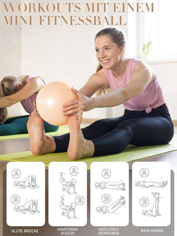 PhysKcal Fitness Labda és Pilates Labda Szett (48-55cm) - Csúszásmentes Ülőlabda Jógához, Tornához, Irodába - Világoskék PVC