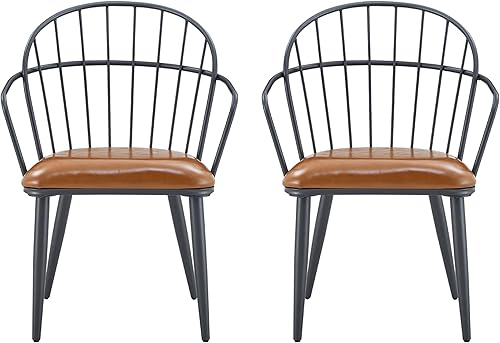 Miniatura 6 de Juego de sillas de comedor y mesa y sillas  Paquete de 2 sillas laterales modernas de madera con patas de metal para cocina, comedor y asientos de