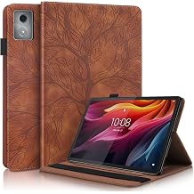 Case for Lenovo Tab M11 Plus/Lenovo Tab K11 Plus 11.45 Inch 2024 PU Leather Protective Cover Lightweight Flip Stand with Elastic Band & Card Holder-Brown