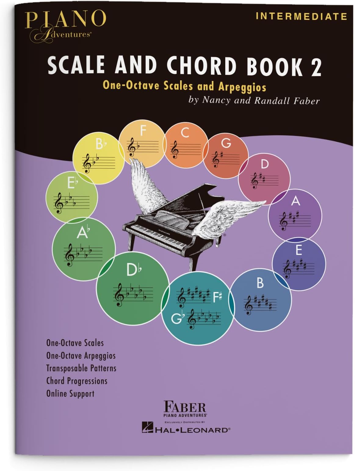 Piano Adventures: Scale and Chord Book 2 - One-Octave Scales and Arpeggios | Finger Patterns Technique Exercises for Intermediate Students | Piano Sheet Music Songbook for Practice | Faber Piano Book