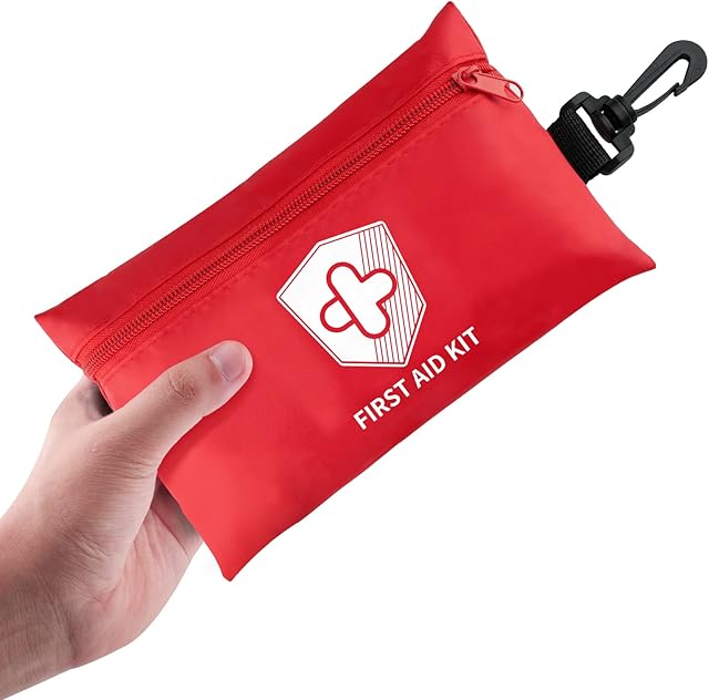 Risen First Aid Kit, Compact Medical Emergency Survival Kit, Perfect for Car, Travel, Home, Workplace, Vehicle, Camping, Hiking, Boating, Outdoor (Red-S)