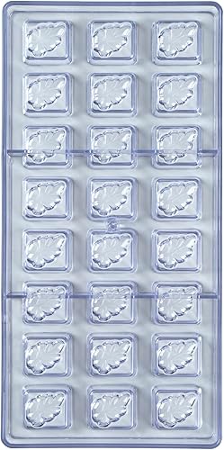 Miniatura 10 de Restaurantware Pastry Tek - Molde moldeador de chocolate de 10.8 x 5.3 pulgadas, 1 molde de caramelo congelable, 24 cavidades con diseño de hoja de