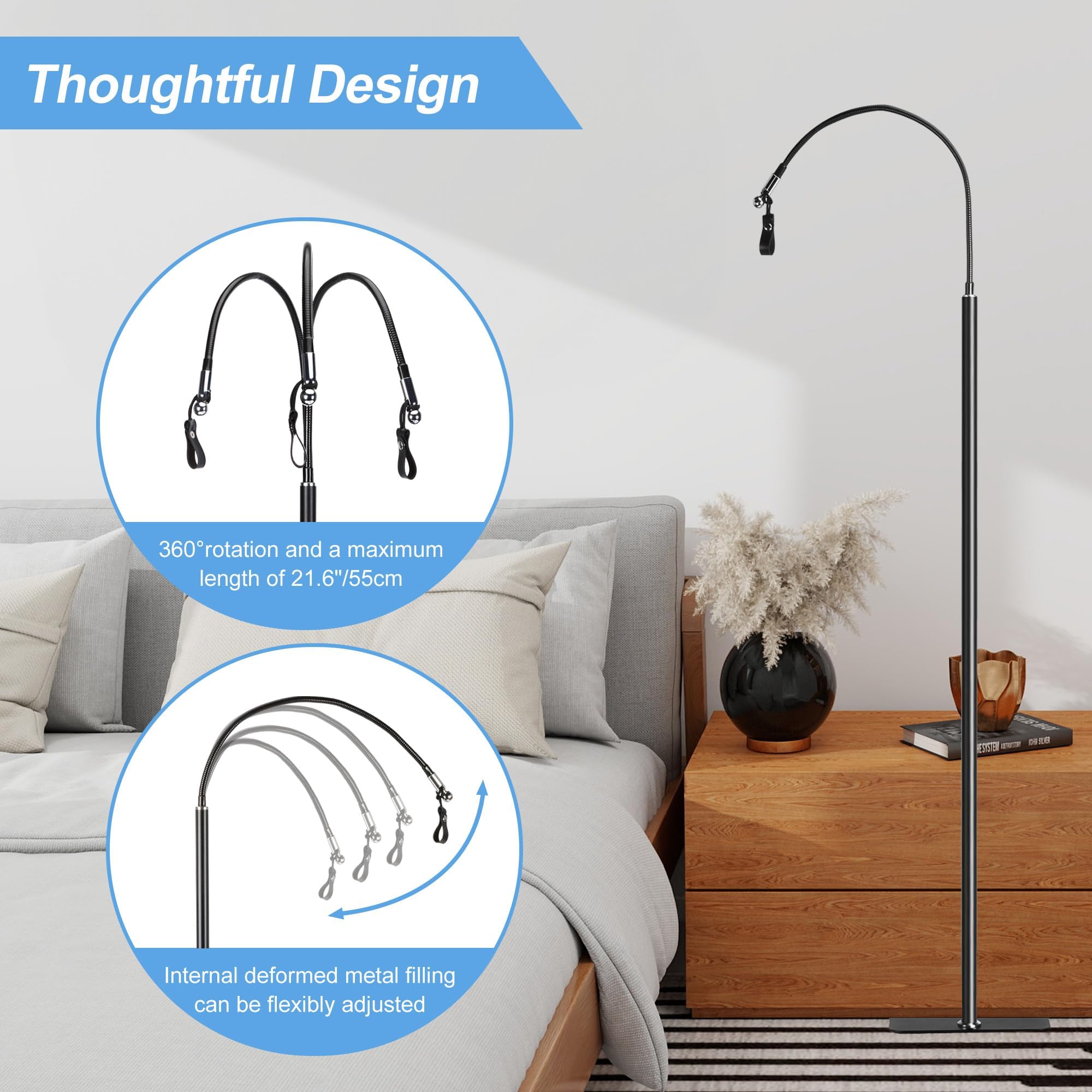 CPAP Support-Tuyau Suspendu pour lit avec Hauteur et Angle Réglables, Peut Empêcher Les Fuites/Enchevêtrements de Tuyaux，360 ° Bras Pivotant，Matériau Métallique Plus Solide et Stable