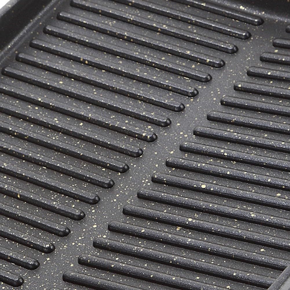 Piastra per barbecue reversibile, portatile, antiaderente, in alluminio, per forno a induzione a gas, campeggio, cucina all'aperto, 32,5 x 26 cm, nero