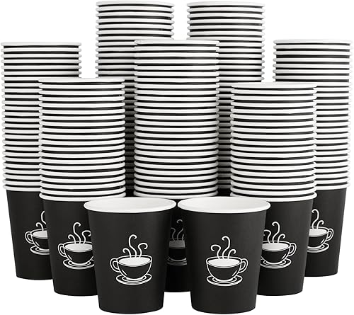 Paquete de 360 tazas de café de papel de 8 onzas, vasos desechables de papel negro para bebidas calientes, agua potable, utilizado para cafeterías,