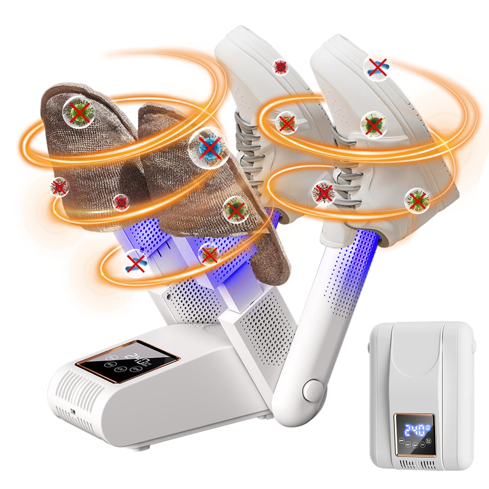 Asciugascarpe Elettrico Telescopico Con Timer – 150W, 4 Tempi Di Asciugatura, Per Scarpe, Guanti E Calzini