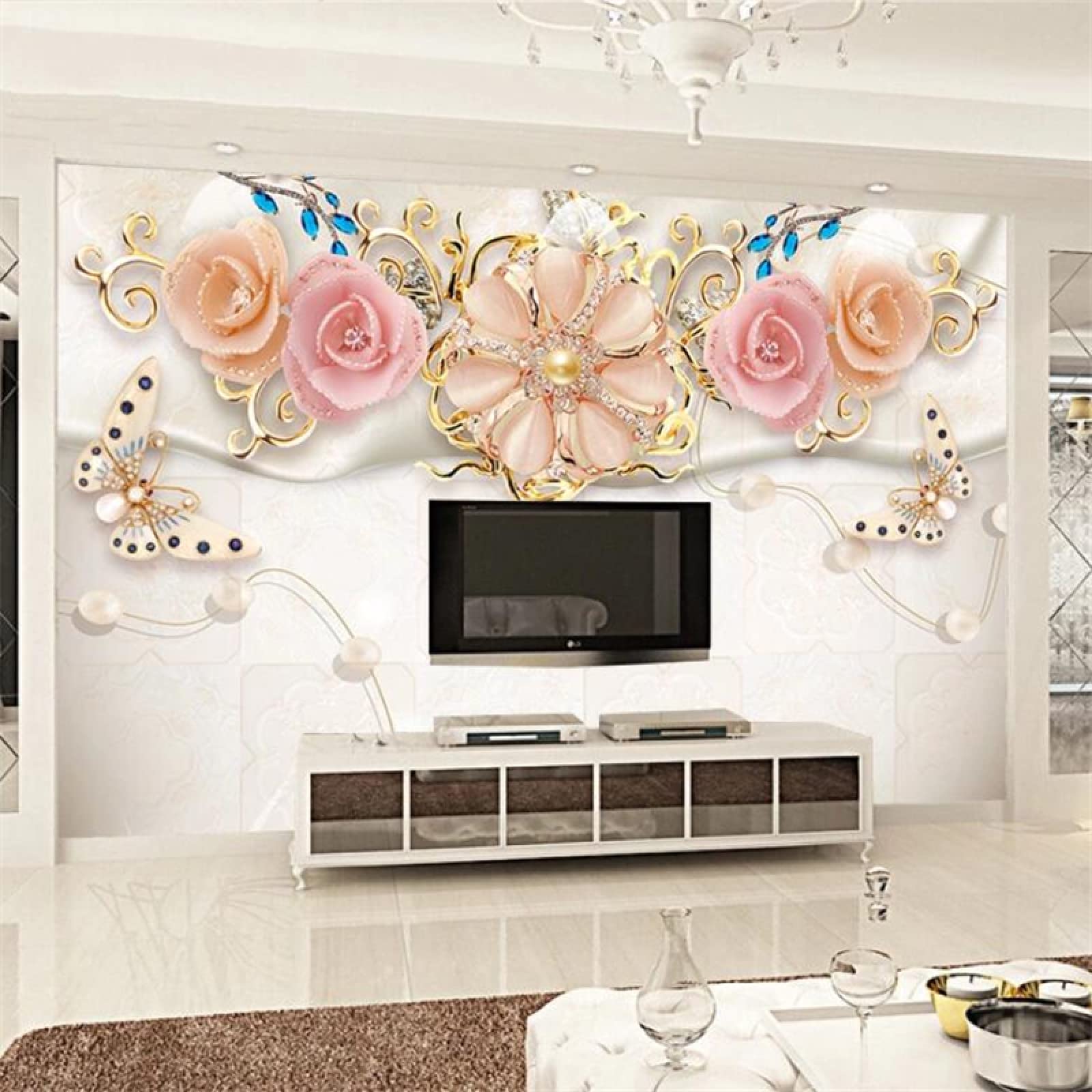 Tapeta ścienna kolorowa i kwiaty szer. 300 x wys. 210 cm 3D mural ścienny tapeta naklejki do salonu sypialni niesamoprzylepne