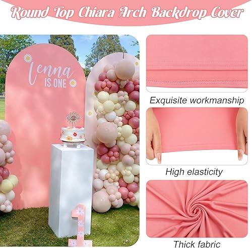 Miniatura 10 de Cubierta de arco de boda ajustable de elastano de 7.2 pies, cubierta de fondo de arco verde salvia claro, cubierta de fondo redonda para boda,