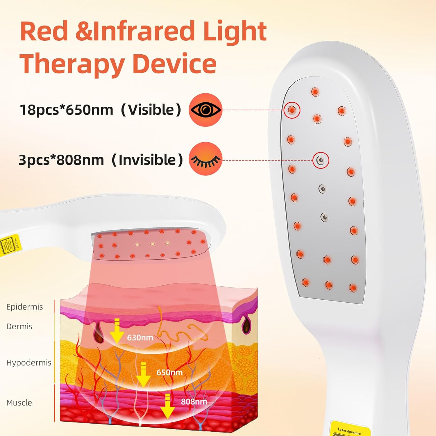 Cold Laser Therapy Device – Low Level Laser Therapy (LLLT) Wand 3x808nm + 18x650nm, Handheld Red & Infrared Light Therapy for Humans & Pets – Red Light Therapy for Dogs & Cats, Joint & Muscle Relief - Image 2
