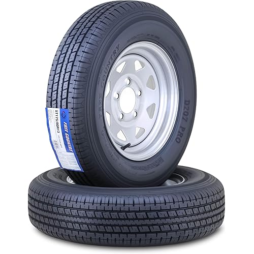 Free Country Trailer Tire Wheel Assembly ST175/80R13 8-Ply D 97N 5 Lug on 4.5" PCD Silver Spoke Rim,SET 2
