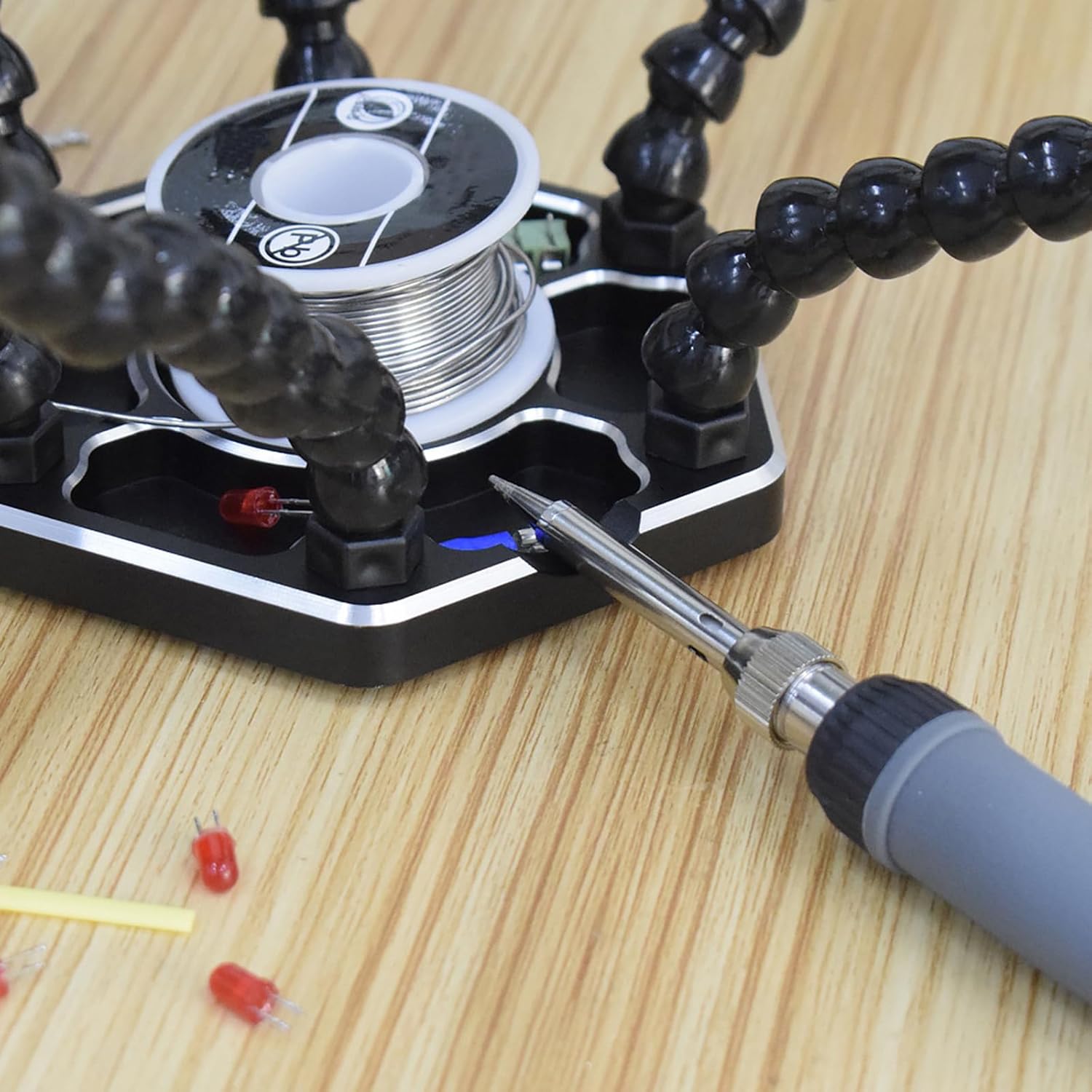 Helping Hands Third Hand Soldering Station for PCB Holder 4 Flexible Magnetic Arms with 3X LED Magnifier Welding Tool