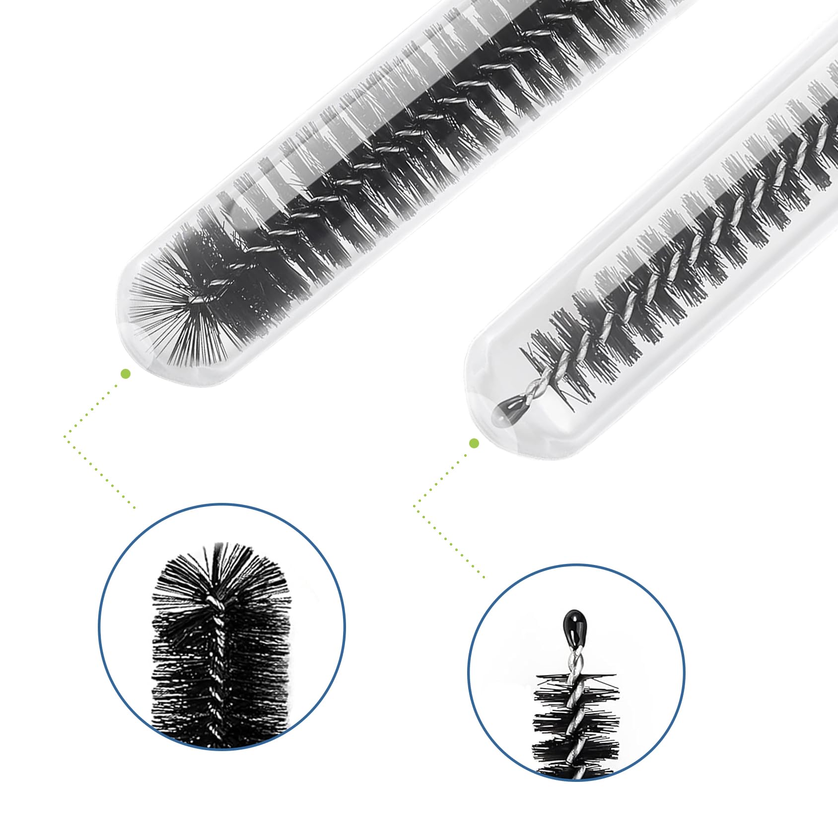 Spazzola Per Bottiglie, Set Di 8 Spazzolini In Nylon Per Cannucce E Tubi, Per Pulire Bottiglie A Collo Stretto, Biberon, Barattoli E Beccucci Di Teiera (Nero)