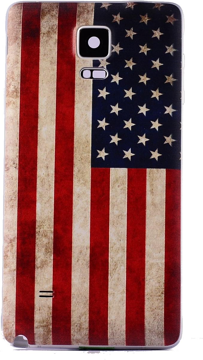 Nsiucion Samsung Galaxy Note 4 Battery Back Cover Case, Painted Replacement Housing Door Plastic Hard Back Cover Case for Samsung Galaxy Note 4 (Ancientry USA Flag)