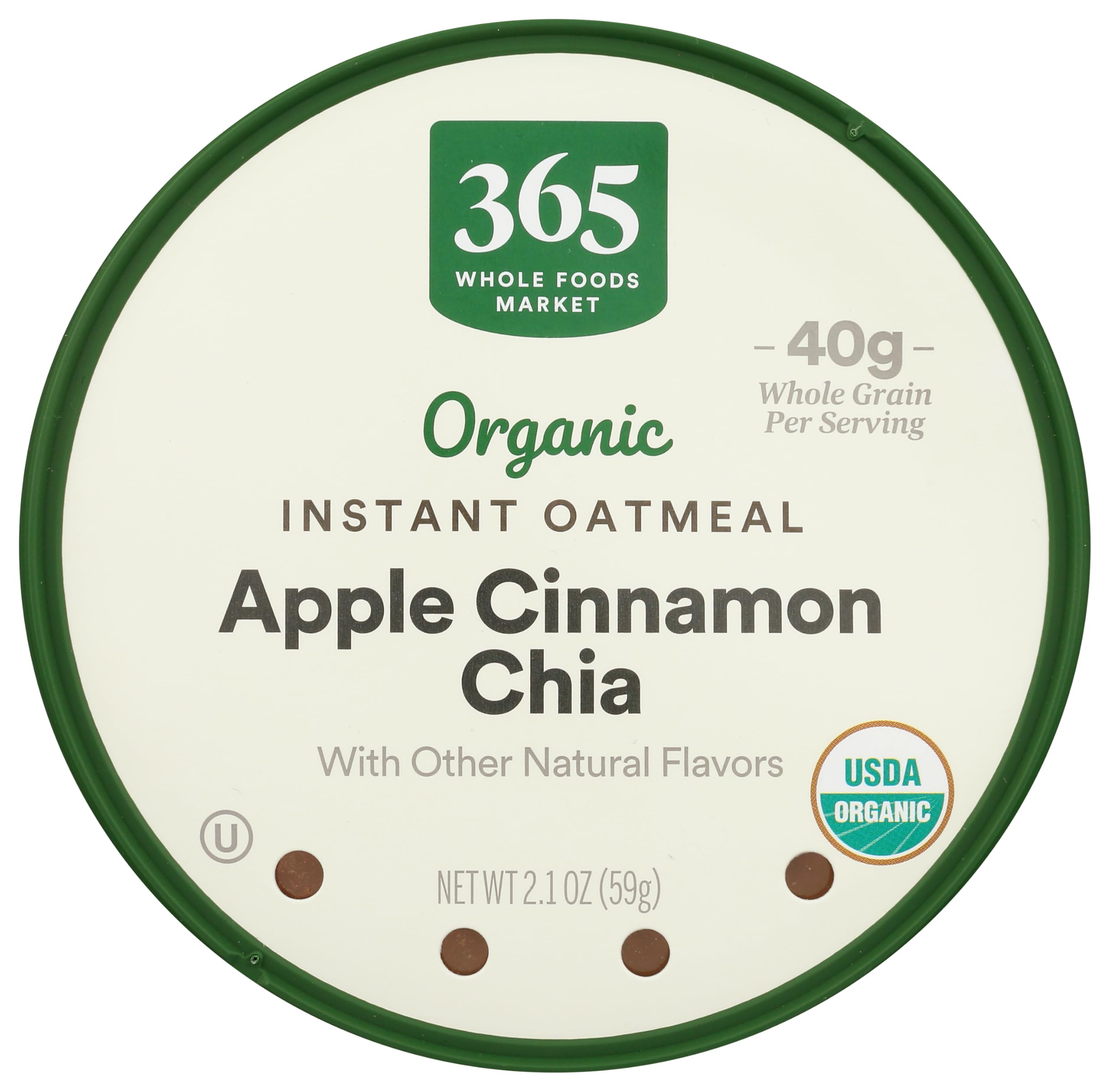 365 by Whole Foods Market, Organic Instant Oatmeal, Apple Cinnamon Chia, 2.1 OunceUSDA Organic