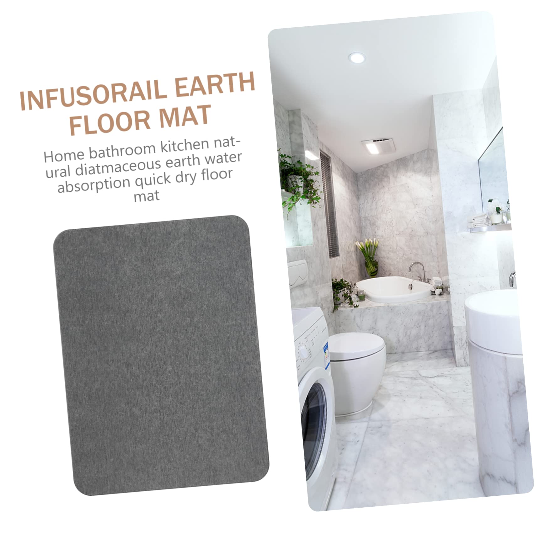IMIKEYA Tappeto Pavimento in Diatomite Naturale Assorbente ad Asciugatura Rapida Morbido e Confortevole per Bagno e Cucina 40x30 Cm Antiscivolo per Ragazzo Ragazza e Anziani