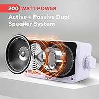 Vista 3 de Pyle Altavoz Bluetooth inalámbrico impermeable para exteriores, 3.5 pulgadas, par de 3 vías activo pasivo resistente a la intemperie, sistema