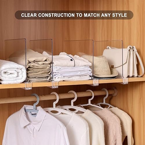 Miniatura 6 de ikaufen 12 separadores de estantes de acrílico transparente, separadores verticales de 8 pulgadas de alto para armario, perfectos para dormitorio,