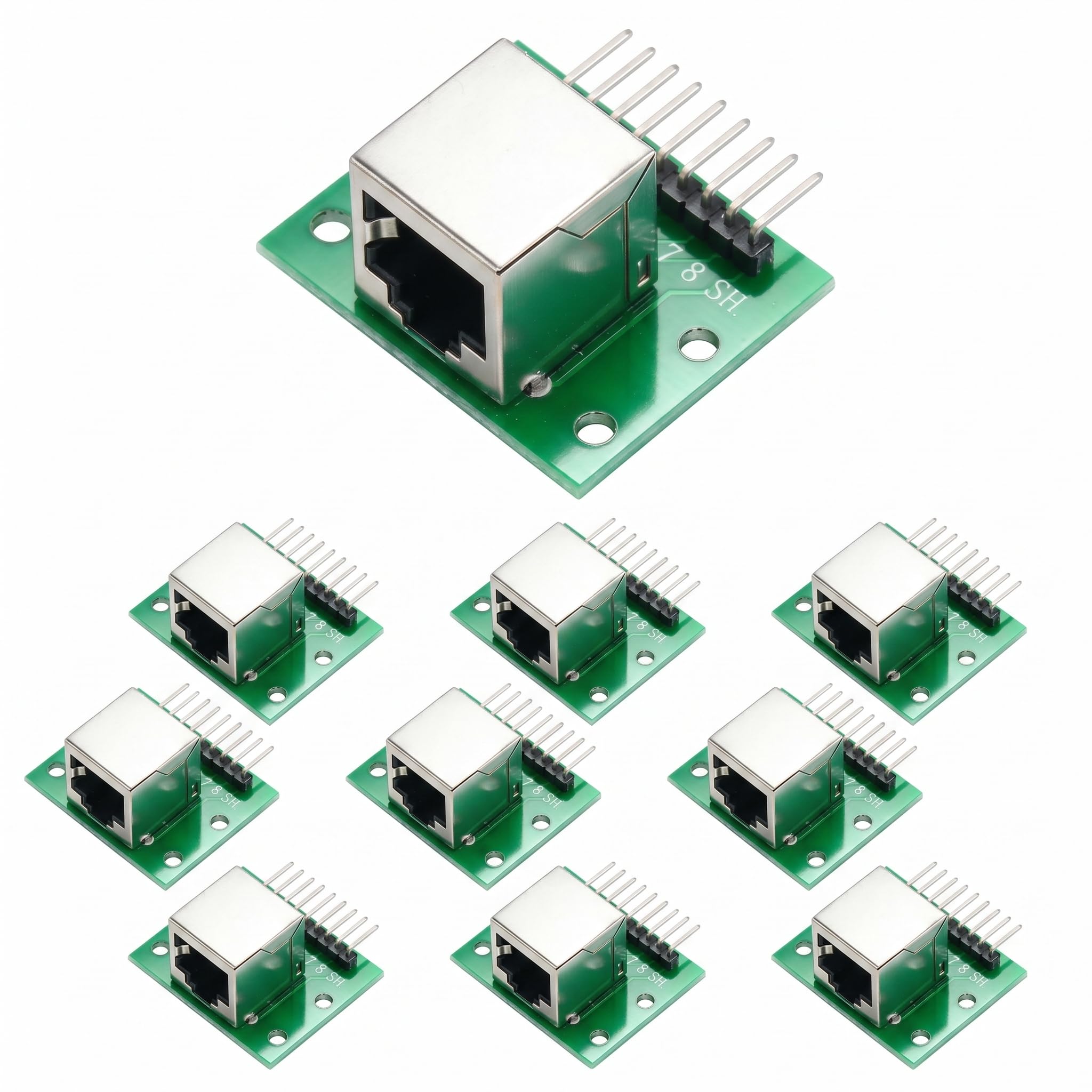 Cermant 10Pcs RJ45 Network Port Adapter(Horizontal Socket) with 8pin Right Angle Connector and PCB Board-image-11