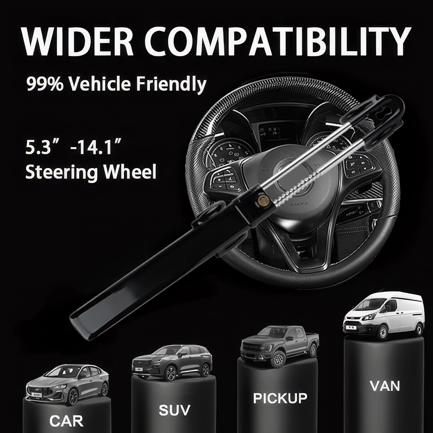 Steering Wheel Lock For Car Universal Adjustable Length Anti