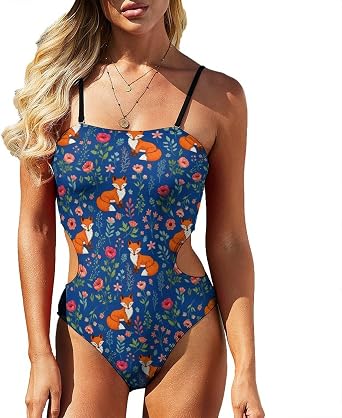 SWEET TANG Bodycon Side Cutout Swimsuit for Women, Spaghetti Strap One Piece Bathing Suit