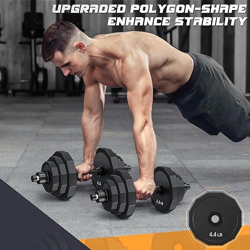 Miniatura 7 de KISS GOLD Adjustable Dumbbell Set 66 LB Weights Dumbbells Sets Solid Cast-Iron Core Free Weight Set for Home Gym Barbell Weight Set with Connector