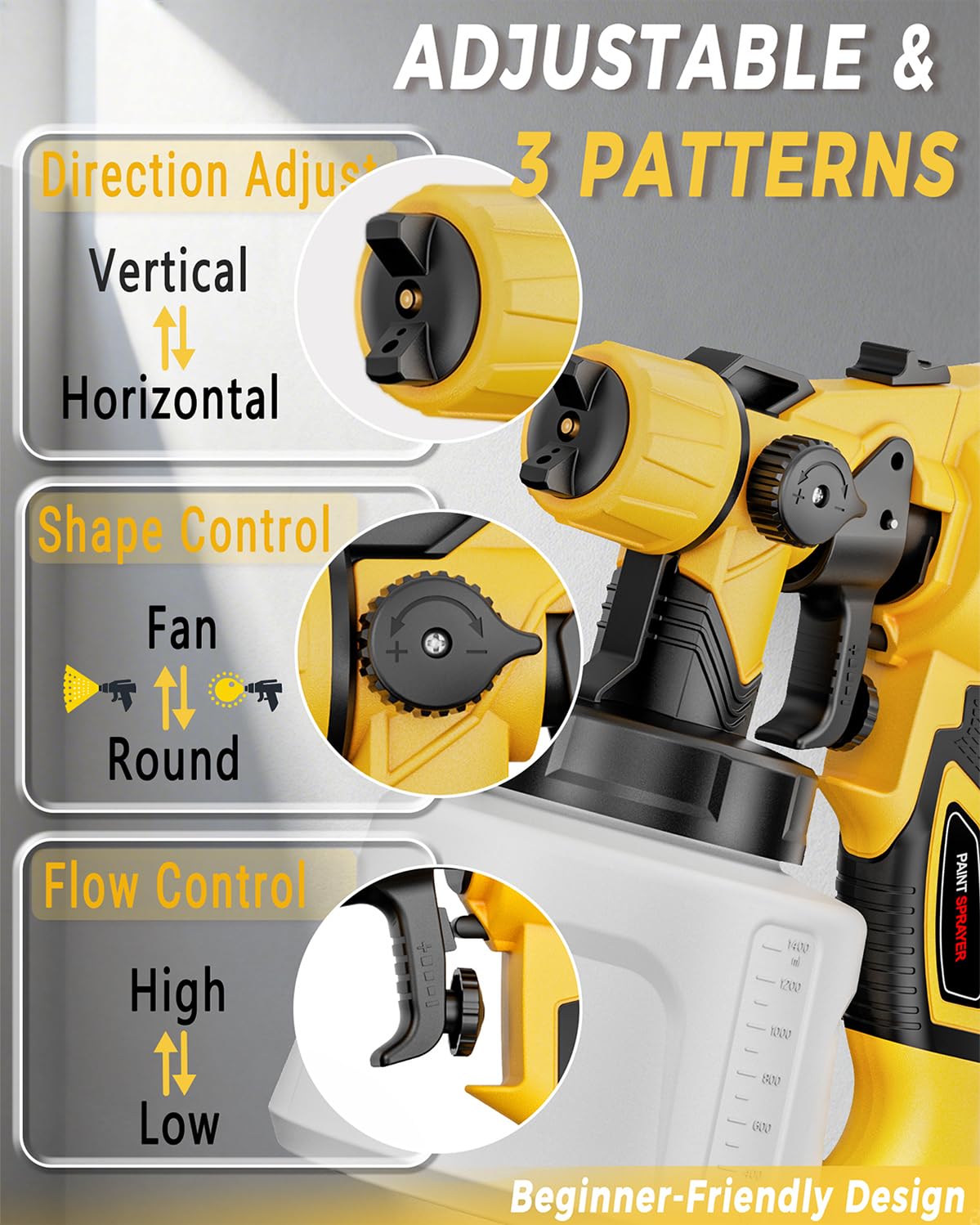 Electric Paint Sprayer - 1000W HVLP Gun -6 Electric Paint Sprayer - 1000W HVLP Gun -6
