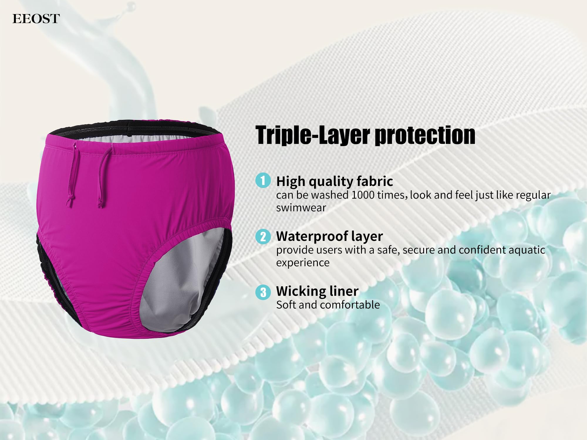 Pañales de natación reutilizables para jóvenes con necesidades especiales para la incontinencia | Pañal de natación unisex reutilizable con protección impermeable a prueba de fugas para incontinencia especial
