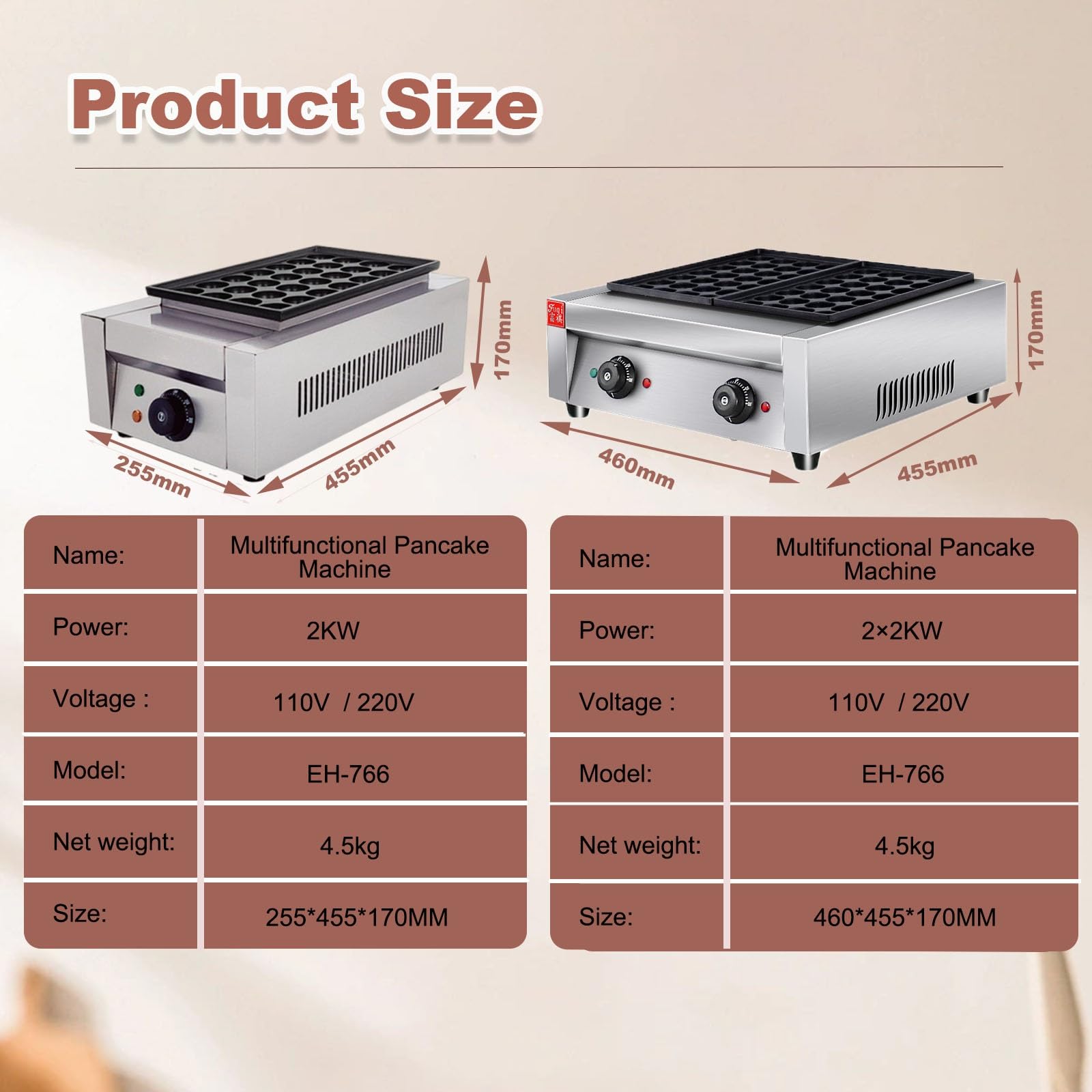 Máquina Holandesa Para Hacer Panqueques Waflera Y Crepera Eléctrica Profesional Con Control De Temperatura, Acero Inoxidable, 2000 W, Calentamiento Uniforme, Fácil Limpieza(Single)