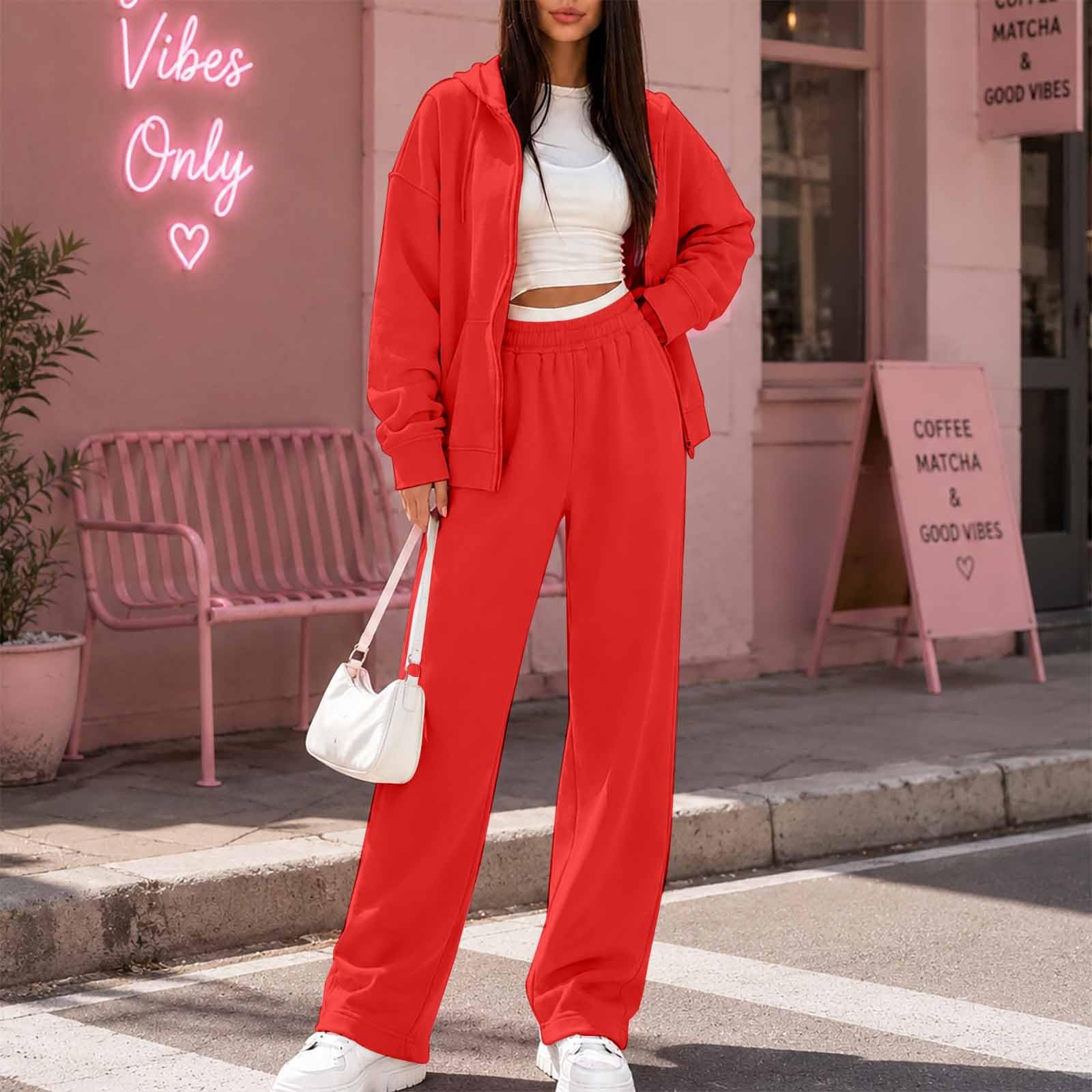 Chándal Mujer Baggy Los Angeles S-3XL, sudadera con capucha y cremallera