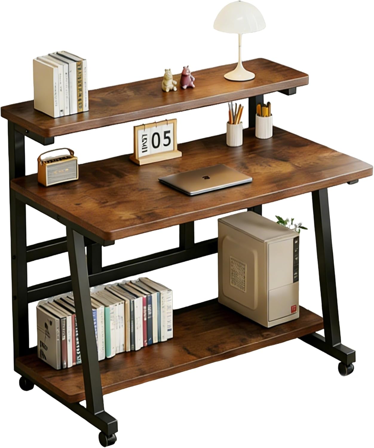 31.5 Inch Home Office Desk for Small Space,Rolling Computer Desk with Wheels,Student Study Table for Bedroom.