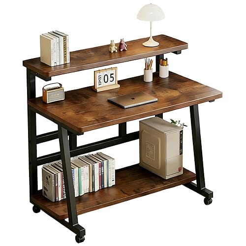 HDOFM 31.5 Inch Home Office Desk for Small Space,Rolling Computer Desk with Wheels,Student Study Table for Bedroom.