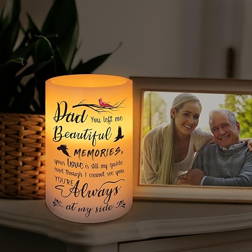 Miniatura 2 de HN HAIINAA Vela conmemorativa sin llama, luz LED de cera real con temporizador, regalo de condolencias por pérdida de padre, 6 x 4 pulgadas