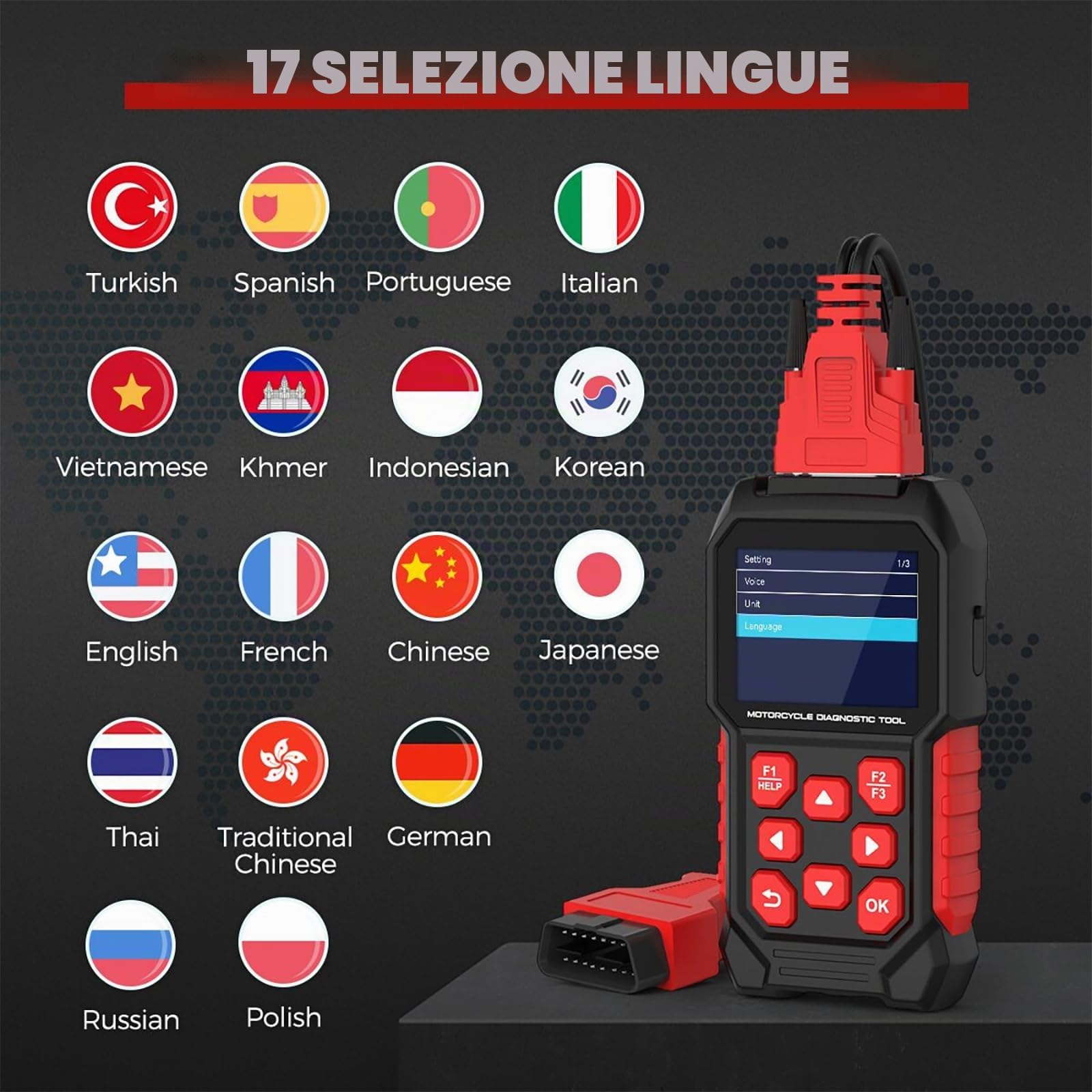 Strumento diagnostico M4 per moto Ducati 3P/4P, Desmo Reset & Reset olio, TPS Reset, Abilita/Disabilita ABS e DQS, regolatore CO, reset annuale, reset chiave, con OBD2, per Panigale Monster