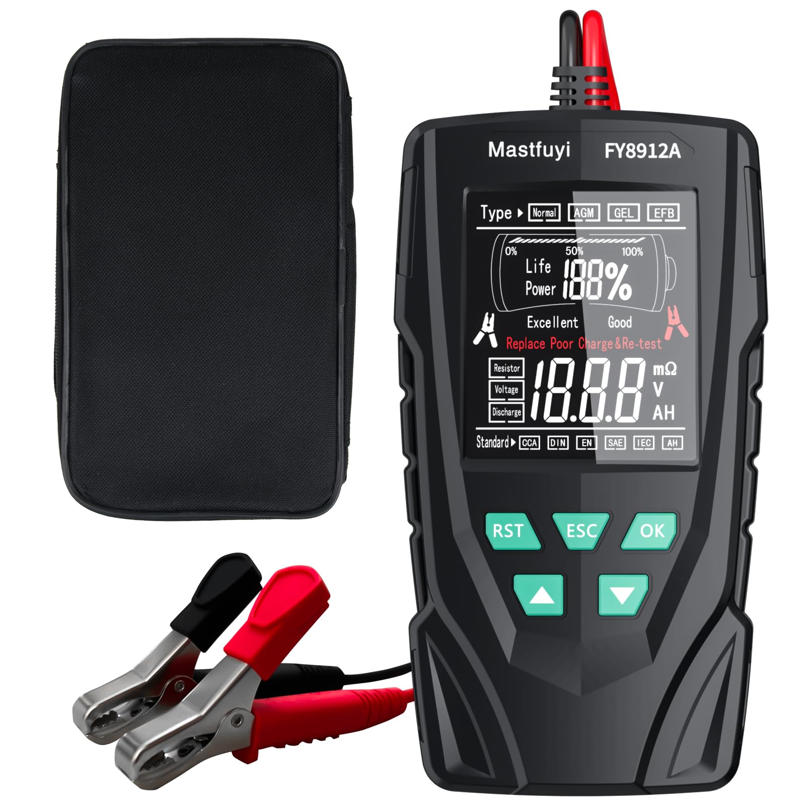 Car Battery Tester, Digital Auto Battery Analyzer 12V 24V, 50-2000 CCA Automotive Alternator Diagnostic Tool, Resistance Voltage Discharging Analysis for Truck Van Boat Motorcycle ATV SUV