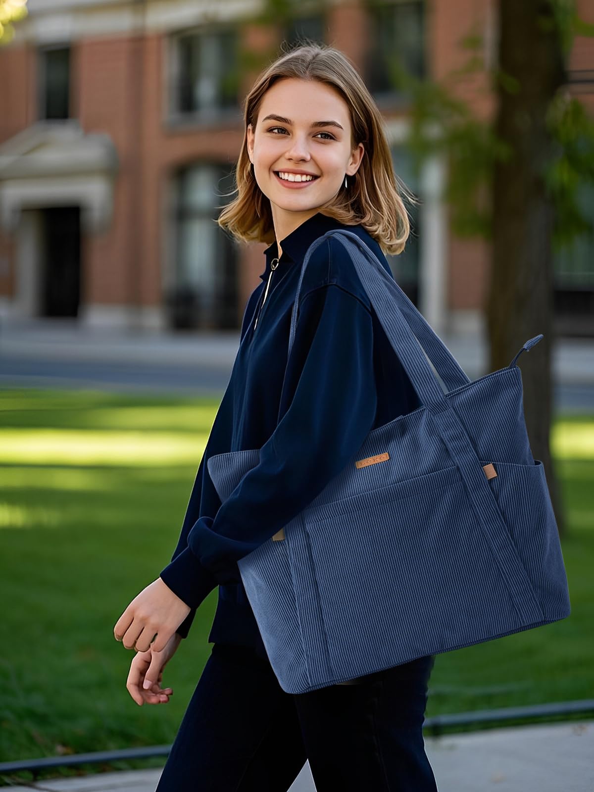 Torba na laptopa dla kobiet - 17'' 38 cm torba na ramię o dużej pojemności z zamkiem błyskawicznym i kieszenią do pracy, podróży i zakupów