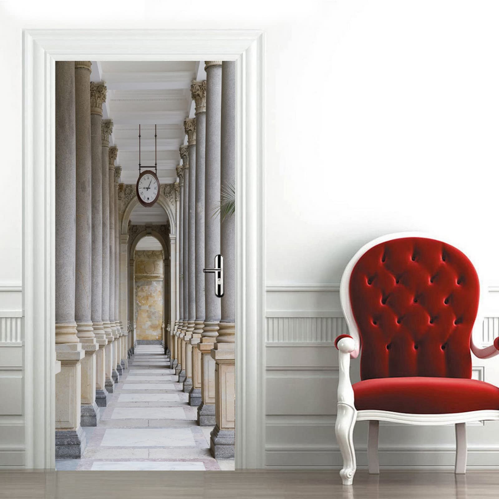 A.Monamour 3D Door Stickers for Interior Doors Colonnade in Karlovy Vary, Czech Republic Vinyl Waterproof Self Adhesive Door Mural Decals for Bedroom Office Bathroom 95 x 215 cm