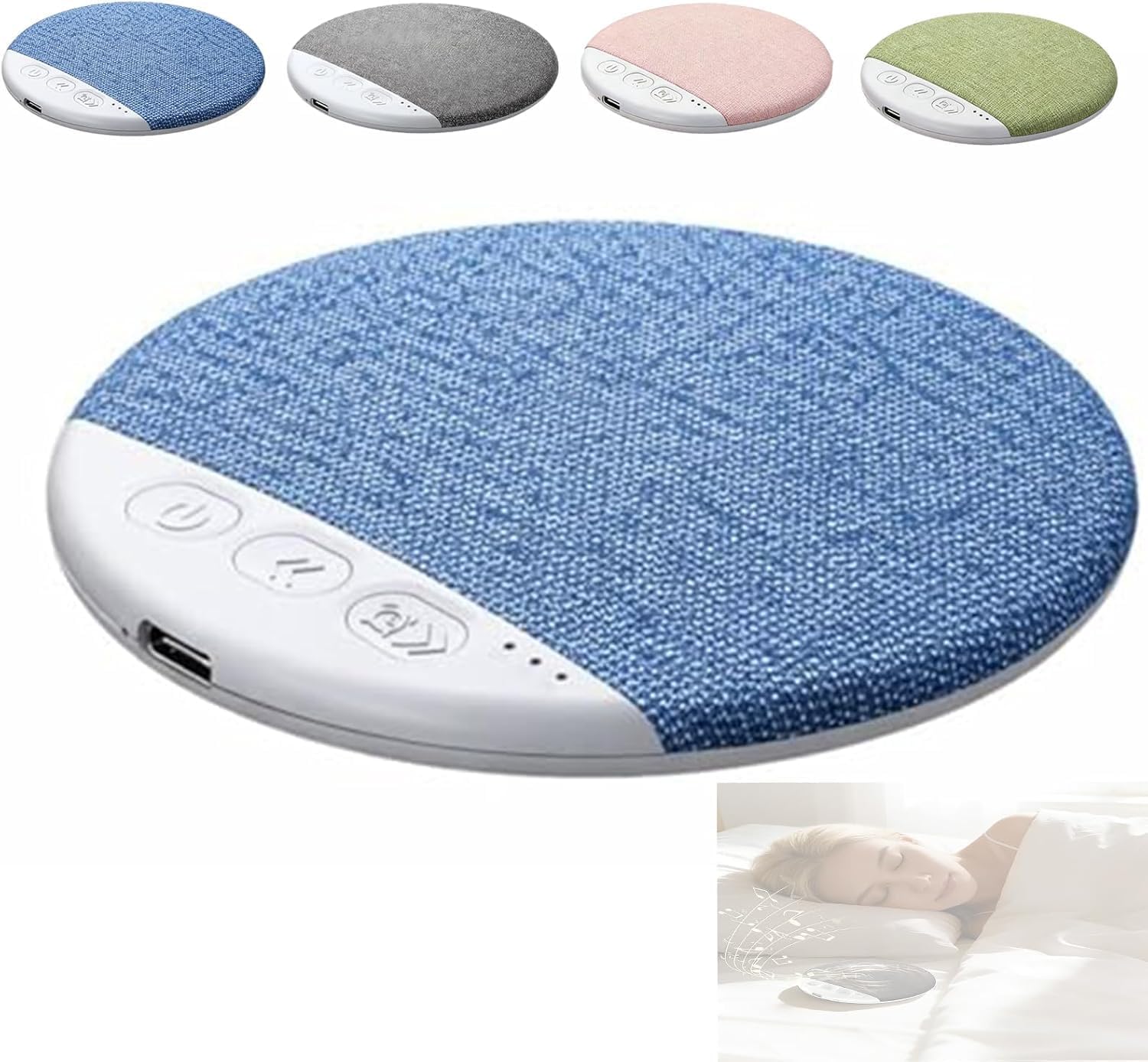Sleep Pillow Speaker, Pillow Speaker Under for Sleeping – Mini Bone Conduction Sleep Aid with Stereo Bass with White Noise Timer Wireless Sleep Aid (Blue)