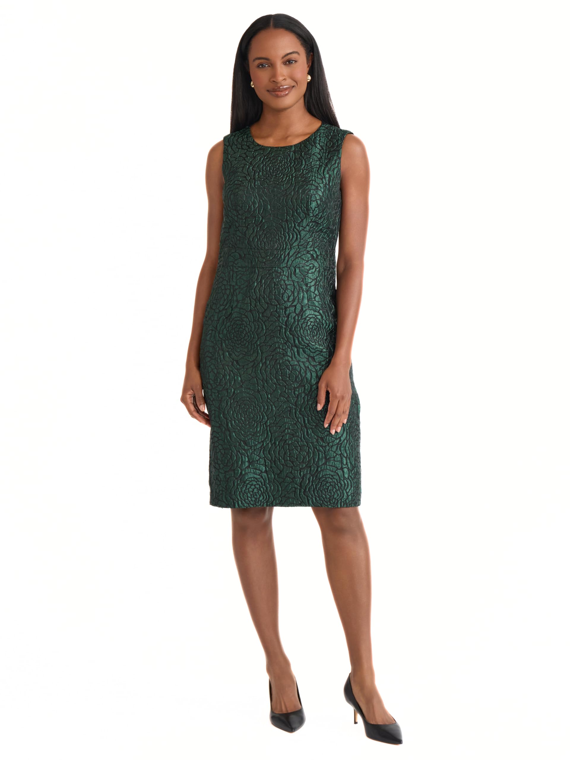Kasper Womens Sleeveless Sheath Dress with Waist Detail