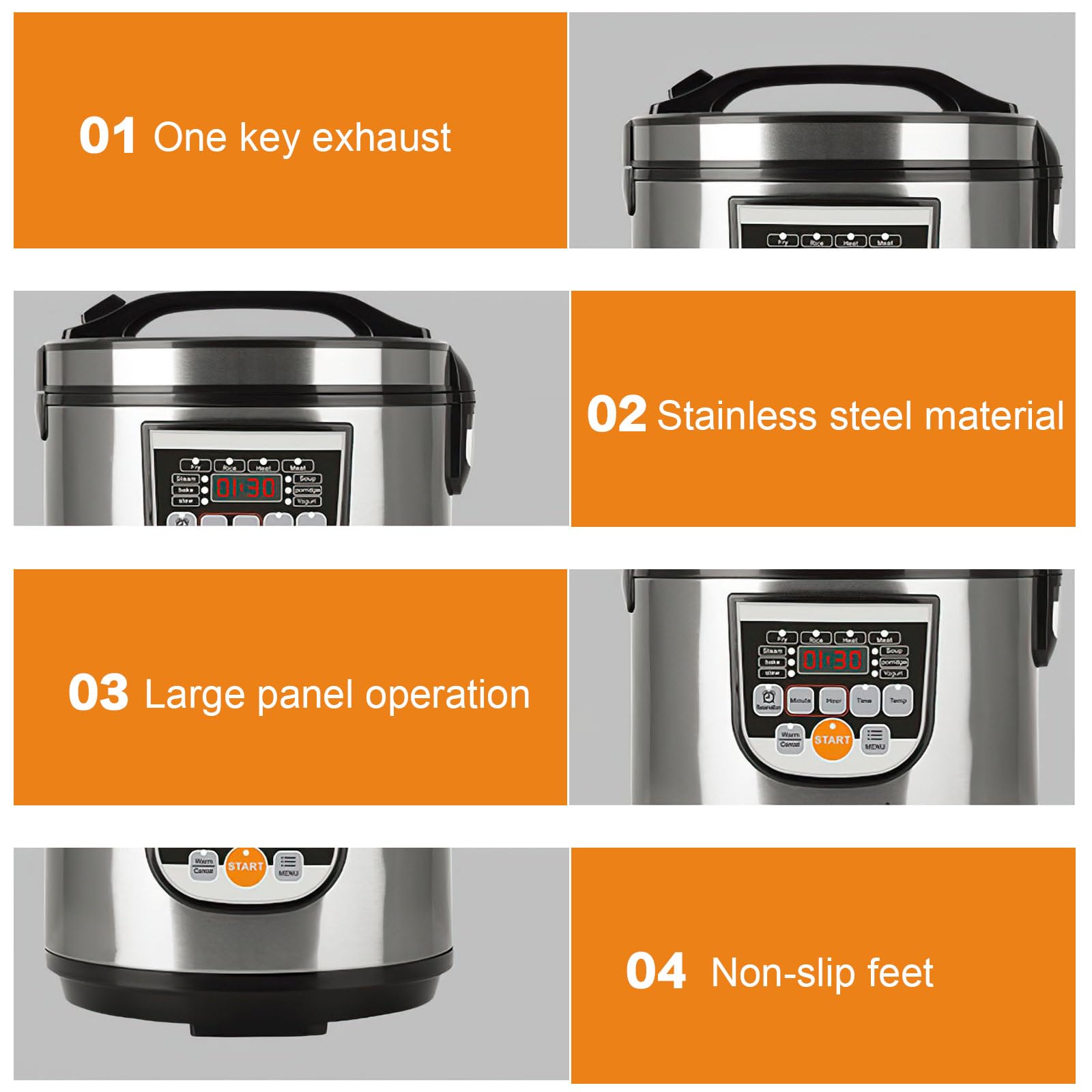 Cuociriso da 5 l, grande capacità, per 2-10 persone, multicooker elettrico multifunzionale, 700 W, 10 programmi, stop & mantieni in caldo, auto, ideale anche per verdure/pesce, ecc