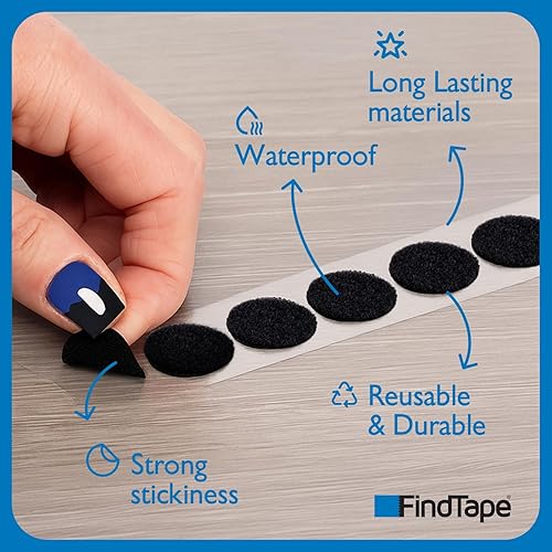 Miniatura 7 de FindTape Monedas/Puntos Solo Laterales de Bucle con Respaldo Adhesivo (HL74-C): 7/8 pulg. Puntos de diámetro [900 por rollo] Solo lado de bucle