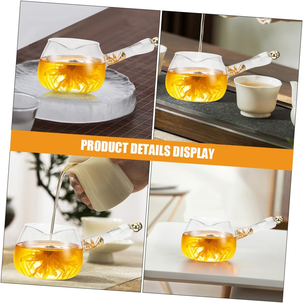 2-pc Glass Tea Cup Strainer Set Heatproof Portable for Tea Coffee Serving