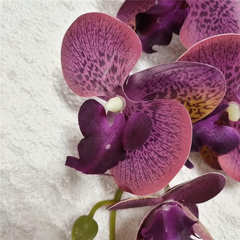 6pcs Artificial Large Butterfly Orchids Plus 3 Leaf Bunches 9 Heads Latex Phalaenopsis Orchid Flower Plant for Wedding Centerpieces Floral Decoration (FF25)