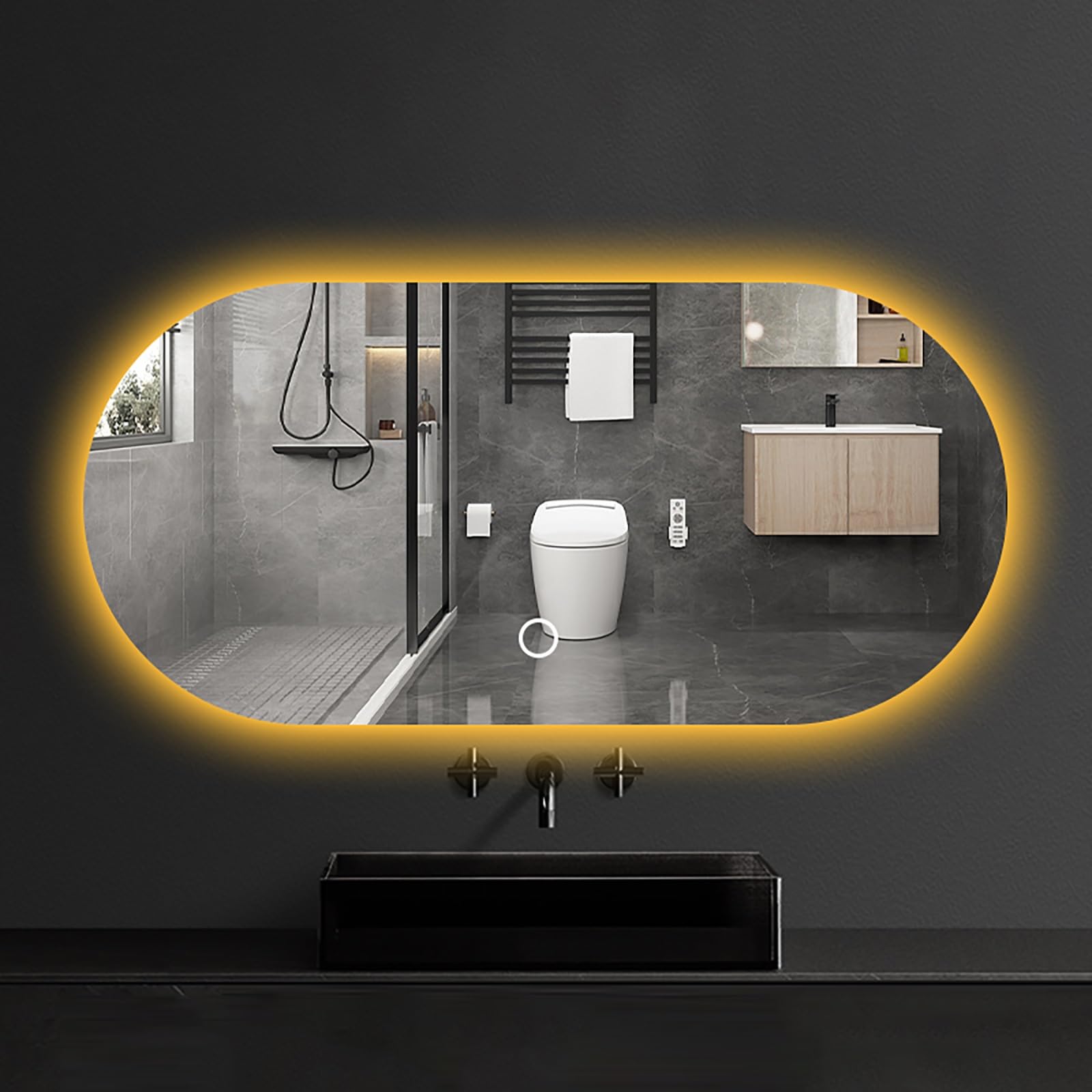SXFSDOU LED Bathroom Mirror - Dimmable, Anti-Fog, Explosion-Proof, Waterproof Ideal for Vanity and Makeup Wall Mounted